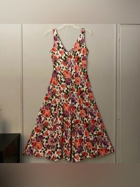 Vintage 90s Y2K CONTEMPO CASUALS Floral Lace Up Wide Leg Romper Crop Jumpsuit XS